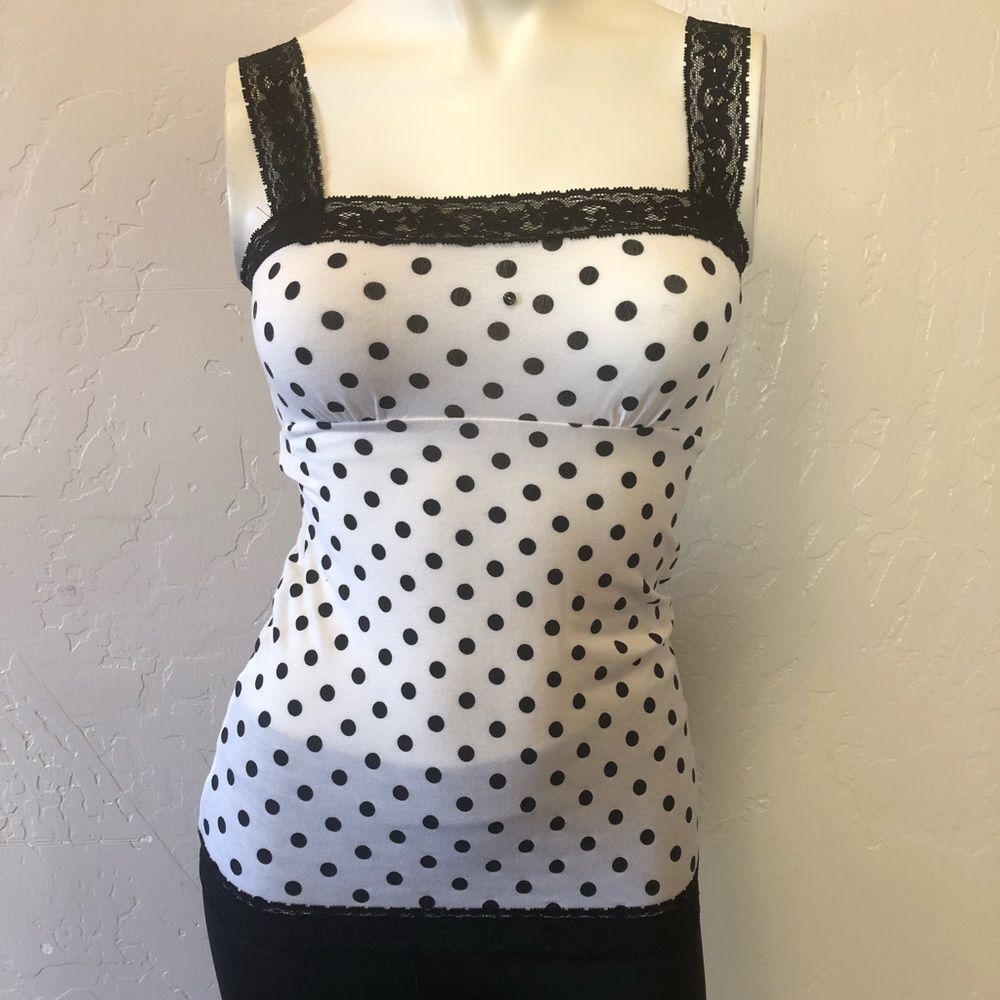 Aerie polkadot Tank Top with lace trim XS